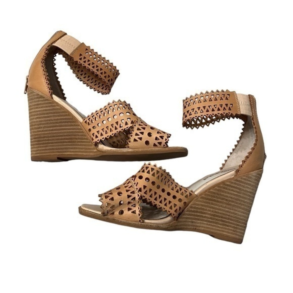 Jeffery Campbell Besante Laser Cut Leather Wedges w/ Ankle Strap